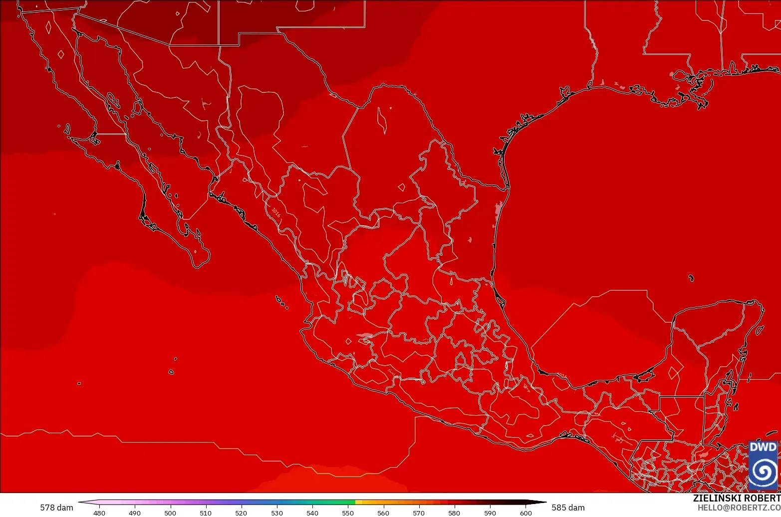 ICON model - Meksiko, Ketinggian geopotensial pada 500 hPa