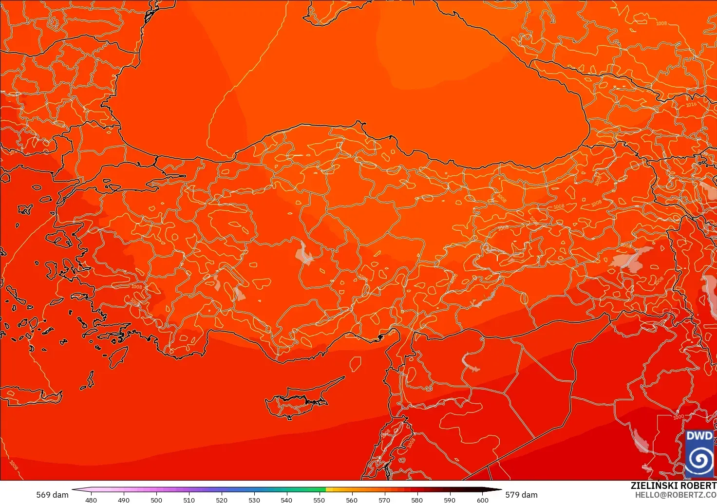 ICON model - Turki, Ketinggian geopotensial pada 500 hPa