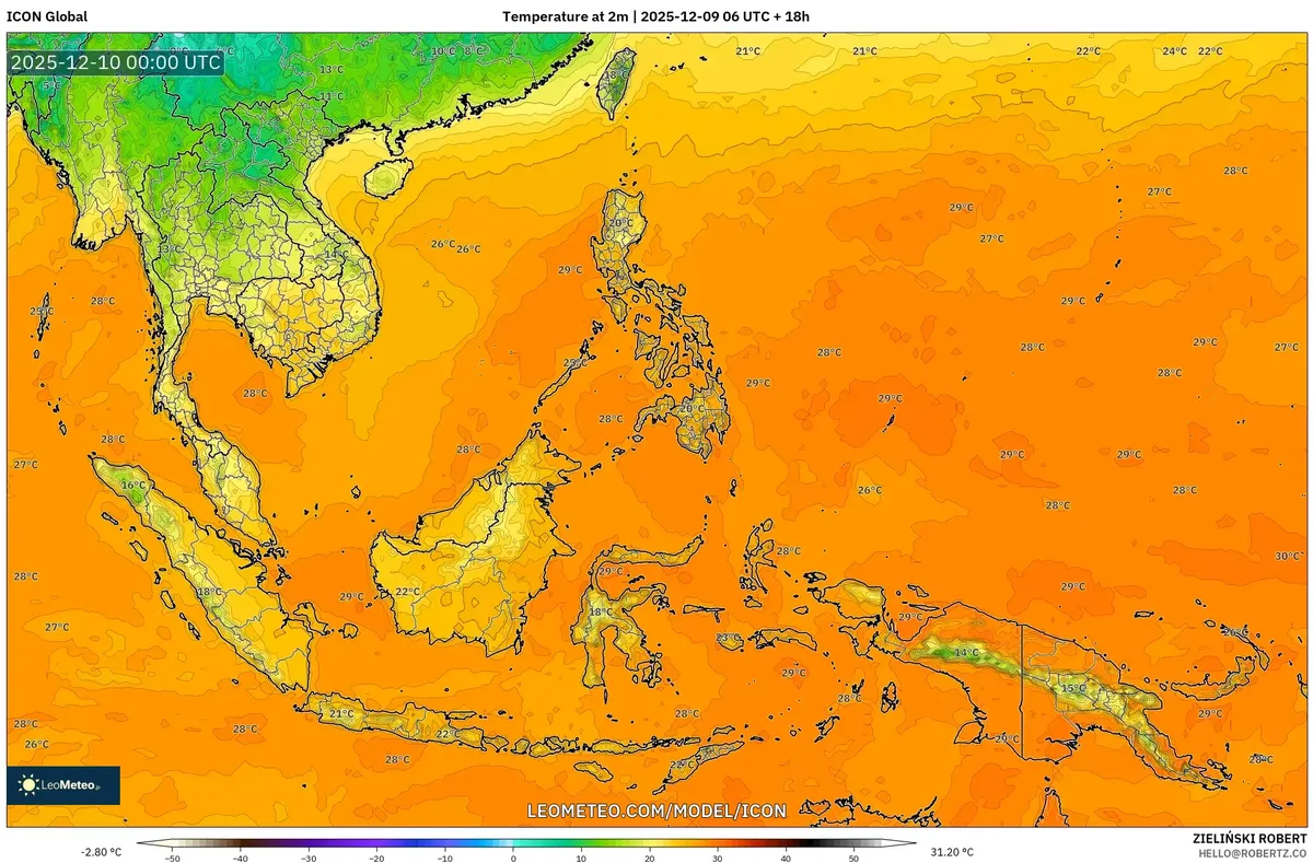 2025-12-09 Hangat Humid Rabu Ramalan Suhu untuk Asia Tenggara – 28‑