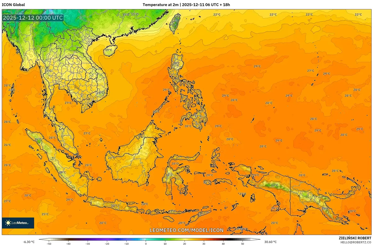 Indonesia Heat & Humidity Forecast – 30‑34°C Temperatures on 2025-12-11