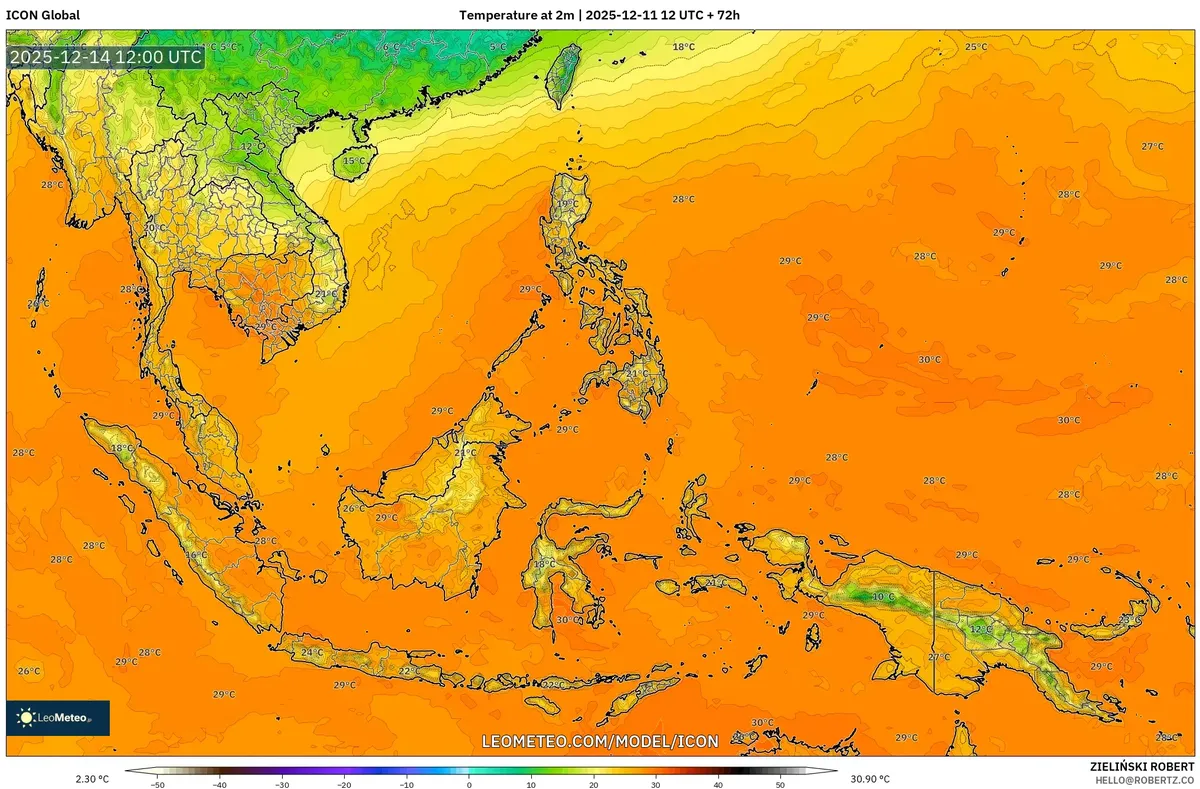 Ramalan suhu hari Minggu 2025-12-14