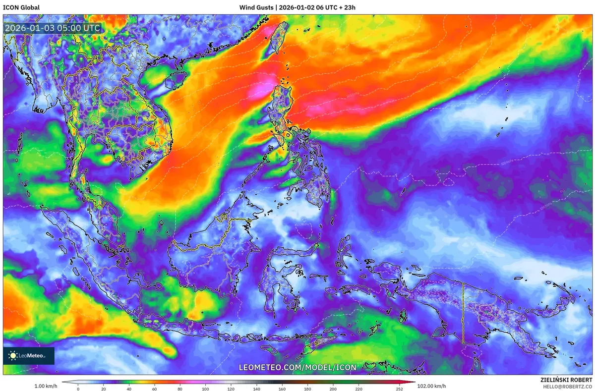 Hembusan Angin Kencang Menghantam Indonesia Timur pada 3 Jan 2026