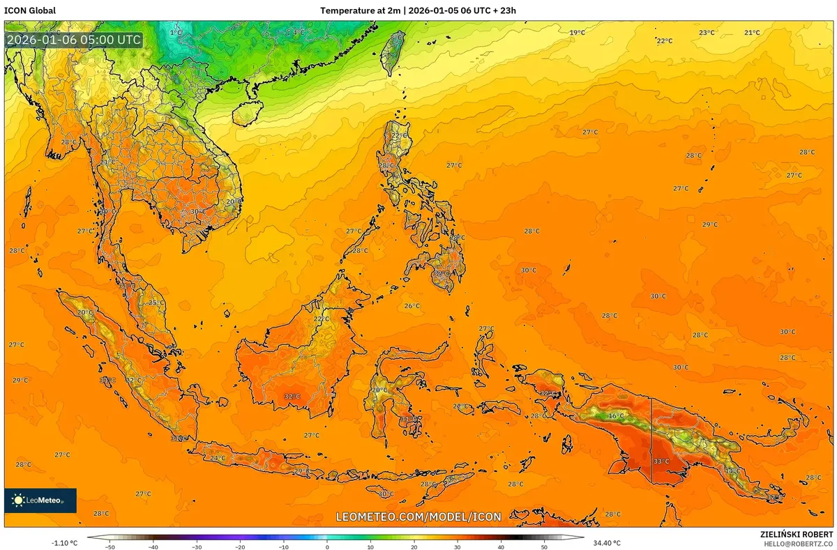 Suhu Siang Hari Puncak di Jakarta 6 Januari 2026