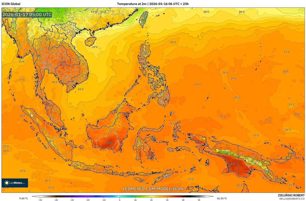 Suhu Hangat di Seluruh Indonesia 17 Januari 2026