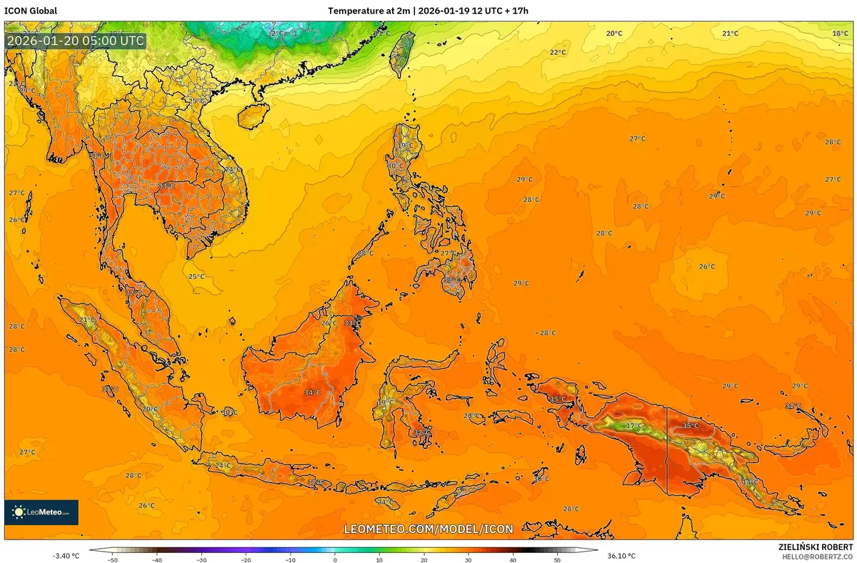 Suhu Maksimum di Jakarta pada 20-01-20 12:00 WIB