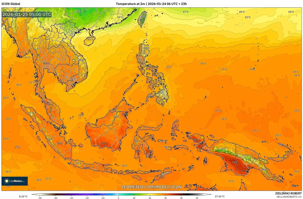 Puncak Suhu Siang Hari 25 Januari 2026