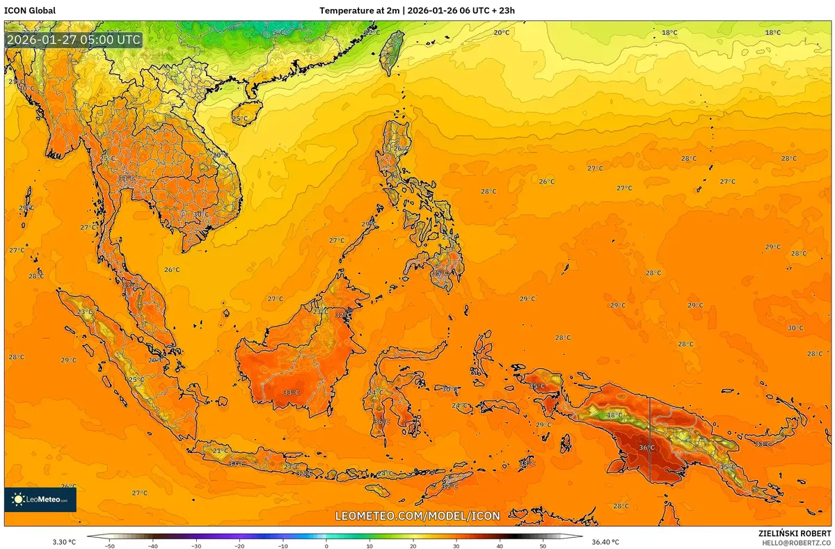 Suhu Maksimum Siang Hari di Jakarta pada 27 Januari 2026