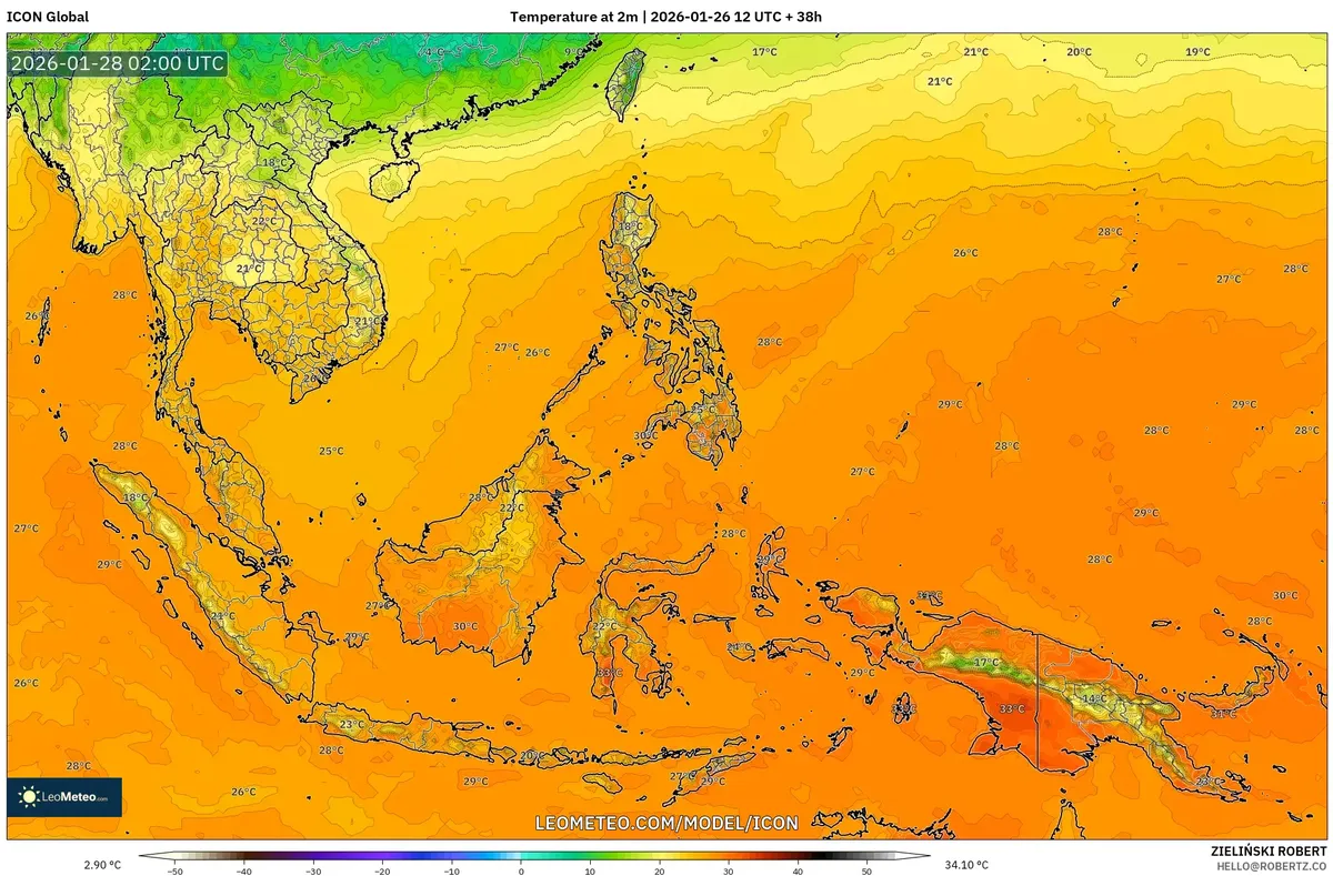 Hujan Lebat dan Tutupan Awan Pagi Hari pada 28 Januari 2026