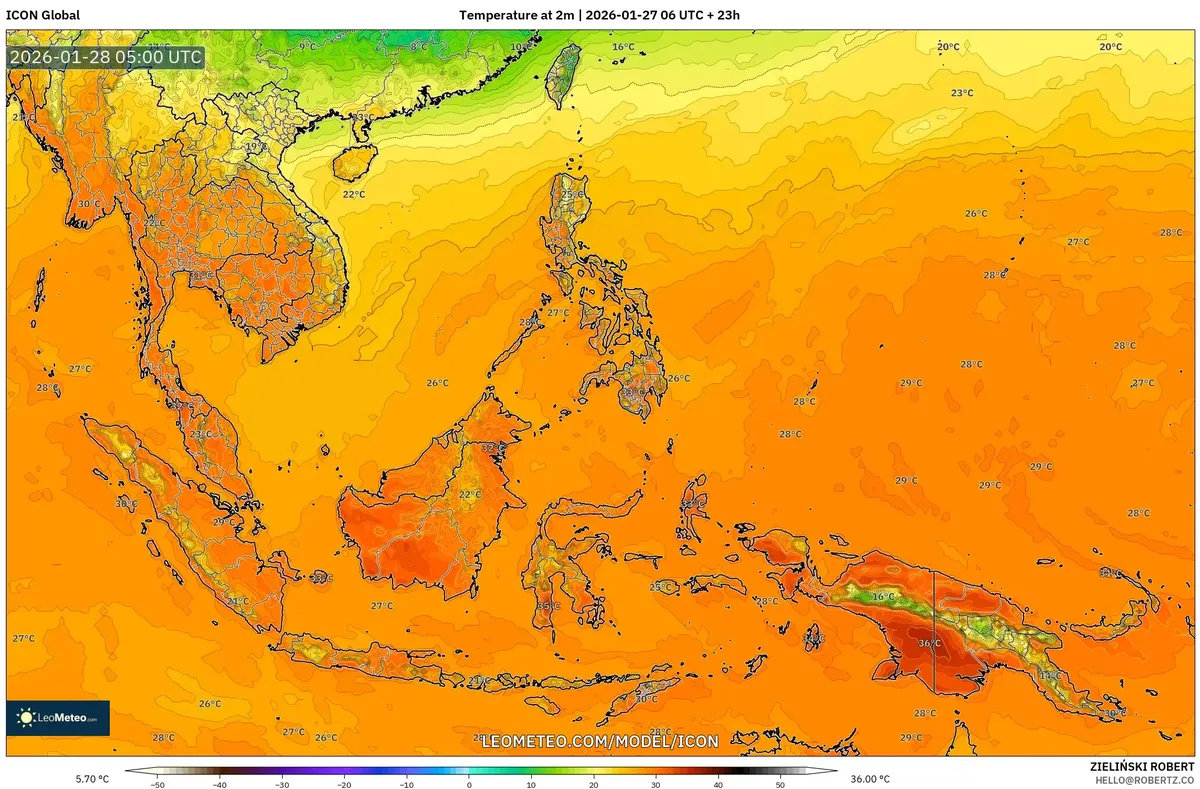 Puncak Suhu di Indonesia pada 28 Januari 2026