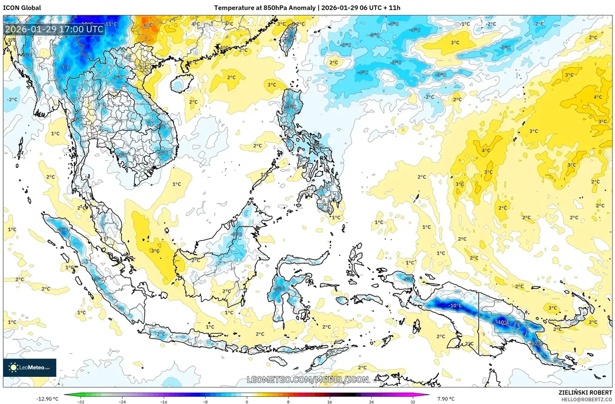 Anomali Suhu di 850hPa pada 30 Januari 2026