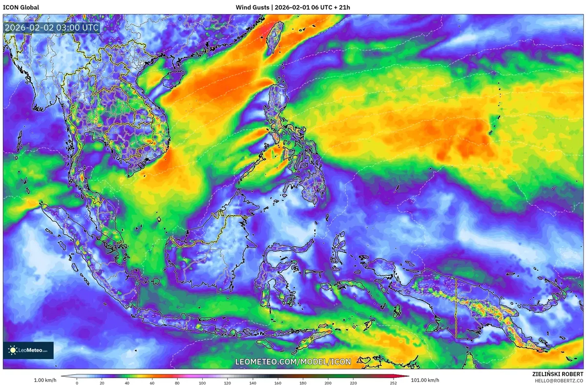 Hembusan Angin Terkuat pada 2 Februari 2026