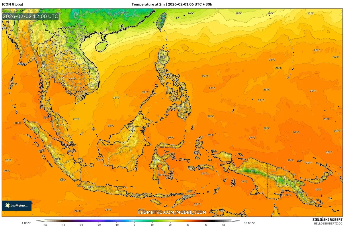 Puncak Suhu Siang Hari pada 2 Februari 2026