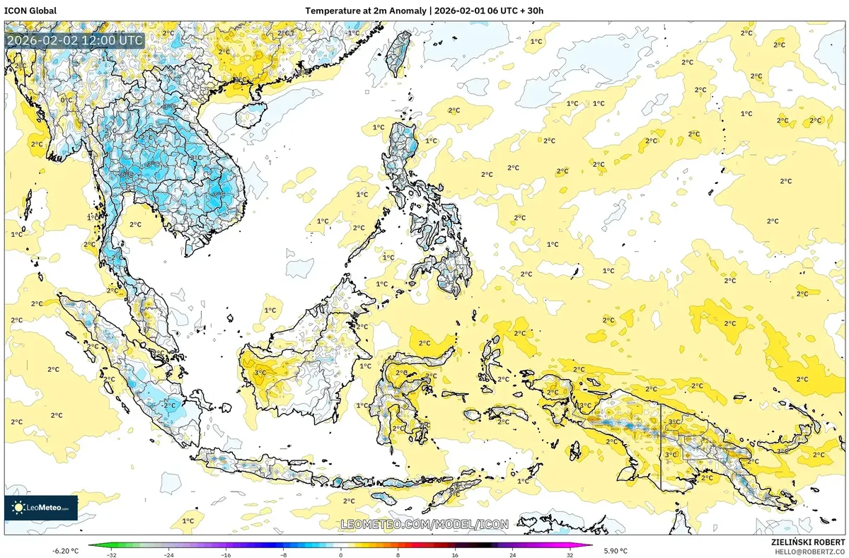 Anomali Suhu di Seluruh Wilayah pada 2 Februari 2026