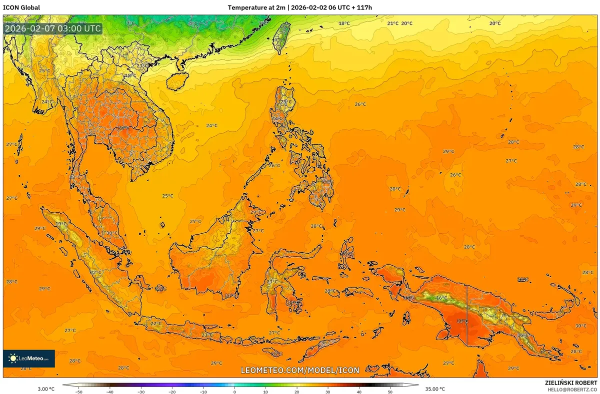 Suhu Pagi yang Hangat di Indonesia pada 7 Februari 2026 (ICON)