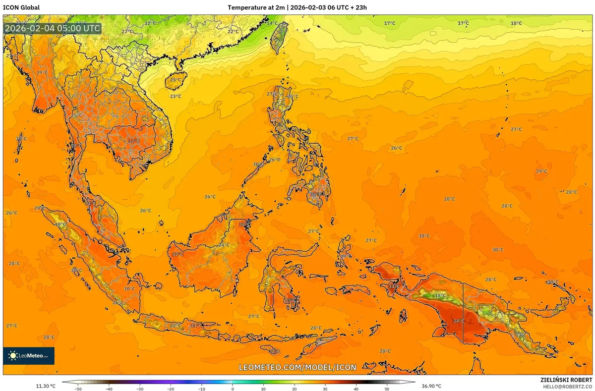 Puncak Panas Siang di Indonesia pada 4 Februari 2026