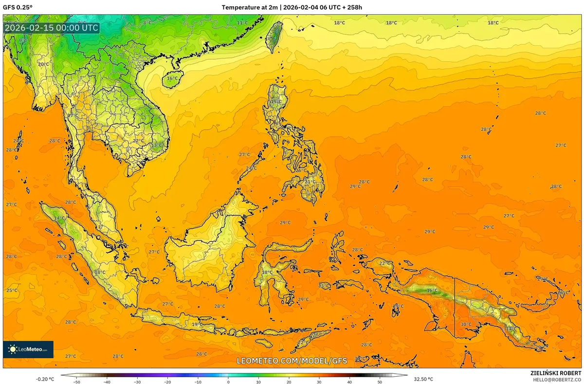 Suhu Hangat di Indonesia pada 15 Februari 2026