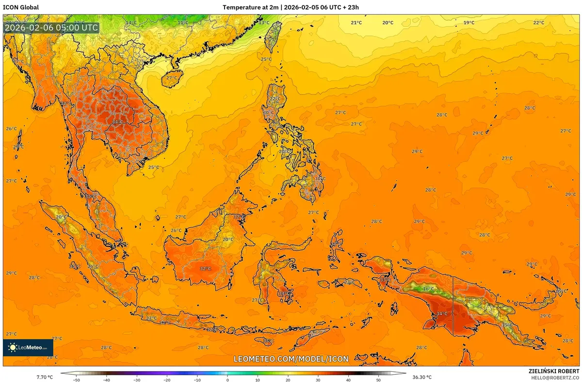 Puncak Panas di Indonesia pada 6 Februari 2026 (ICON)