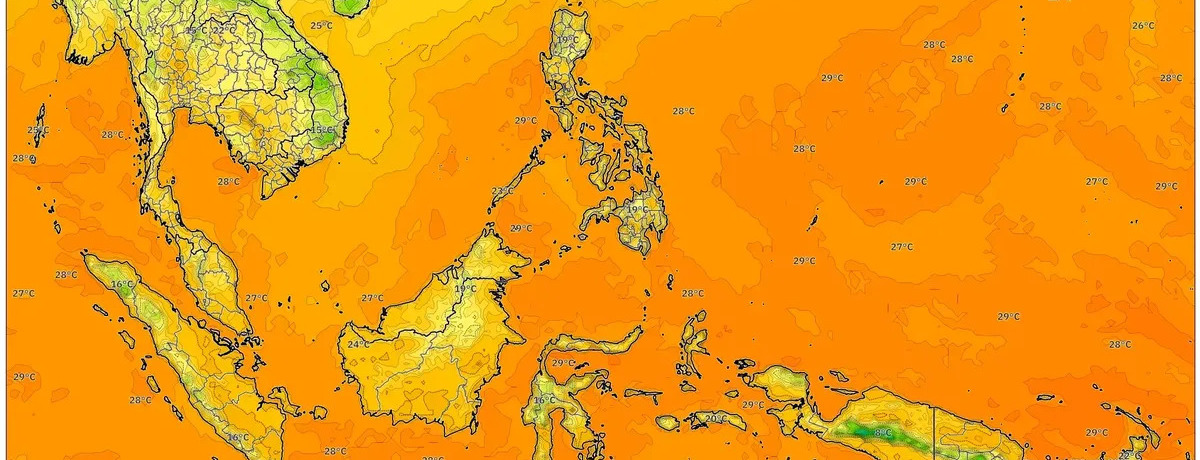 Angin 90 km/h Mengancam Asia Tenggara pada 7 Des 2025 – Prakiraan Minggu yang Hangat & Lembap hingga 34°C