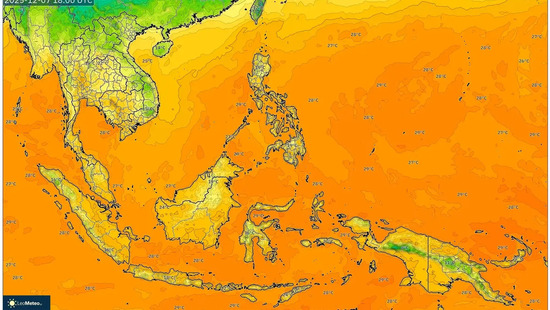 Angin 90 km/h Mengancam Asia Tenggara pada 7 Des 2025 – Prakiraan Minggu yang Hangat & Lembap hingga 34°C
