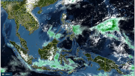 2 Februari 2026: Hujan Gerimis Lembap dan Hangat Tropis – Hujan Tersebar dengan Puncak Suhu 28–31°C